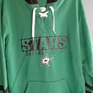 NHL Dallas Stars Lace Up Hoodie Sweatshirt Green Mens 2XL Hockey Fan Gear